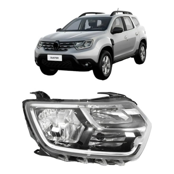 Farol Para Renault Duster 2021 2022 2023 2024 Manual Com Led