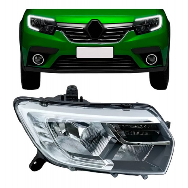 Farol Logan Sandero 2020 2021 Manual Com Led