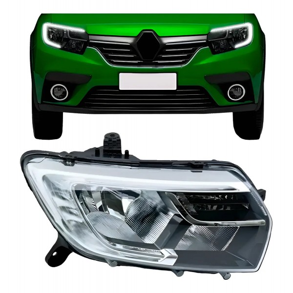 Farol Logan Sandero 2020 2021 Manual Com Led