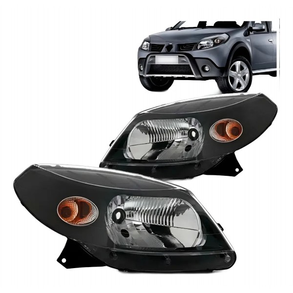 Par Farol Sandero 2008 2009 2010 2011 Manual Máscara Negra Ambos Lados