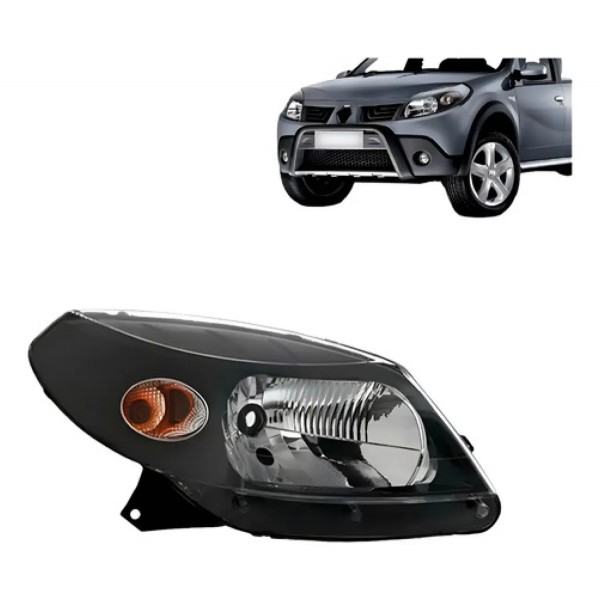 Farol Sandero 2008 2009 2010 11 Manual Máscara Negra Oferta