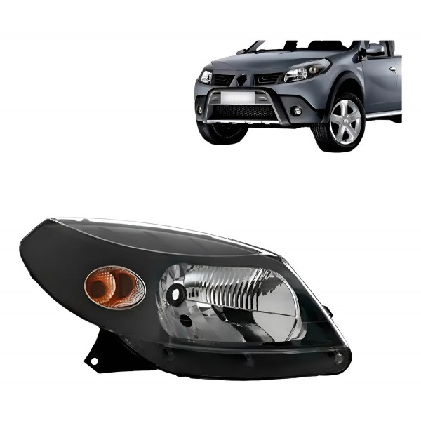 Farol Sandero 2008 2009 2010 11 Manual Máscara Negra Oferta