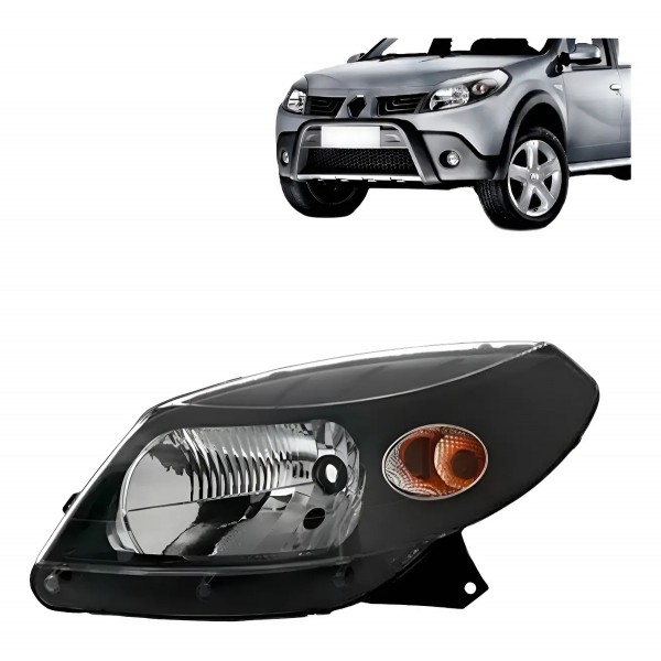 Farol Sandero 2008 2009 2010 11 Manual Máscara Negra Oferta