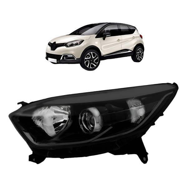 Farol Para Renault Captur 17 18 19 Eletrico Com Friso Preto