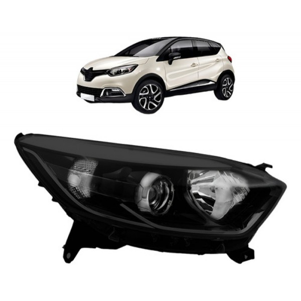 Farol Para Renault Captur 17 18 19 Eletrico Com Friso Preto
