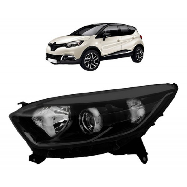 Farol Para Renault Captur 17 18 19 Eletrico Com Friso Preto