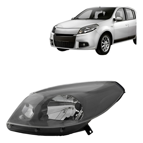 Farol Sandero 2012 2013 2014 Manual Máscara Cinza C/garantia