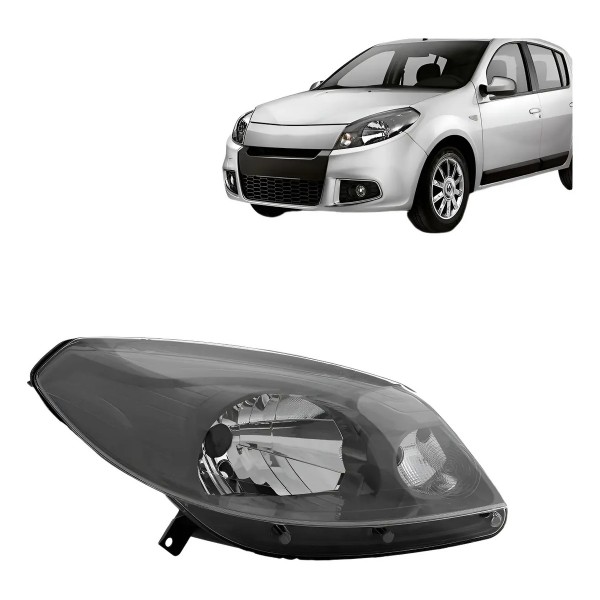 Farol Sandero 2012 2013 2014 Manual Máscara Cinza C/garantia