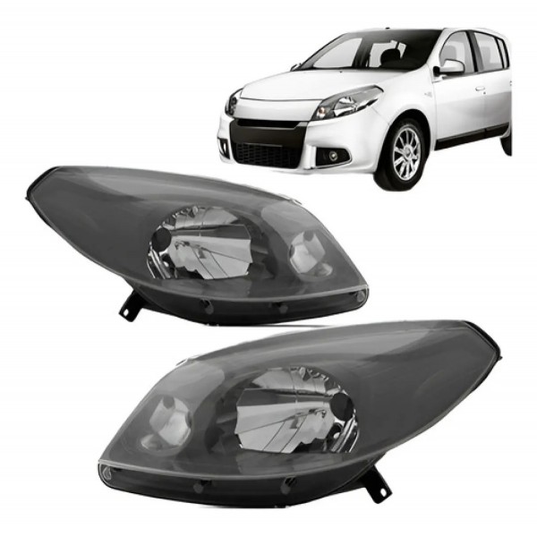 Par Farol Sandero 2012 A 2014 Manual Máscara Cinza Oferta