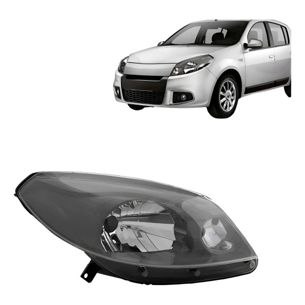 Farol Sandero 2012 2013 2014 Manual Máscara Cinza C/garantia