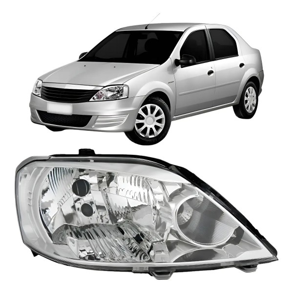 Farol Logan 2011 2012 2013 Cromado Manual