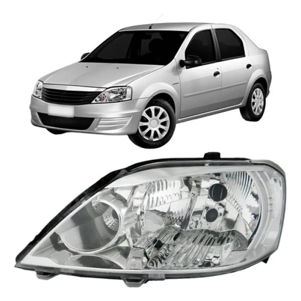 Farol Logan 2011 2012 2013 Cromado Manual