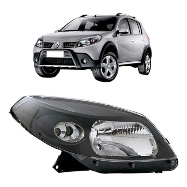 Farol Sandero 2008 2009 2010 2011 Máscara Negra Com Garanti