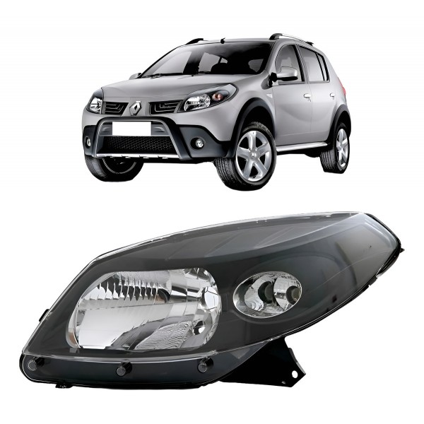 Farol Sandero 2008 2009 2010 2011 Máscara Negra Com Garanti