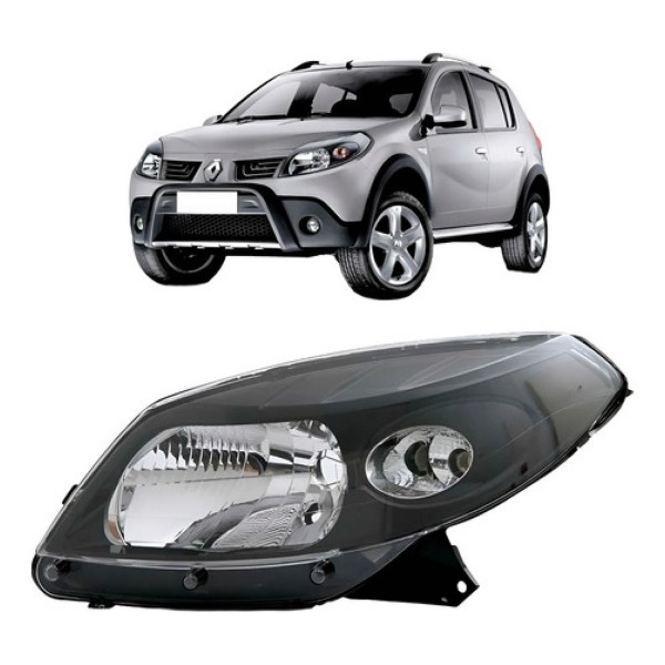 Farol Sandero 2008 2009 2010 2011 Máscara Negra Com Garanti