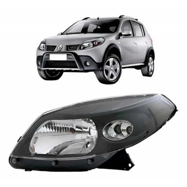 Farol Sandero 2008 2009 2010 2011 Máscara Negra Com Garanti