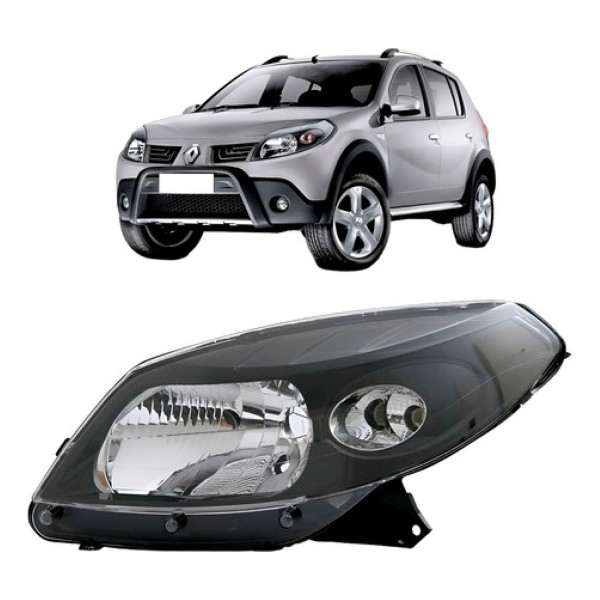 Farol Sandero 2008 2009 2010 2011 Máscara Negra Com Garanti