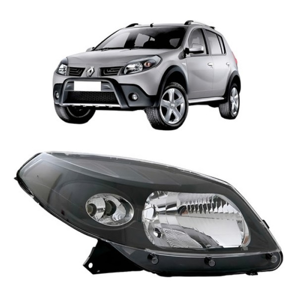 Farol Sandero 2008 2009 2010 2011 Máscara Negra Com Garanti