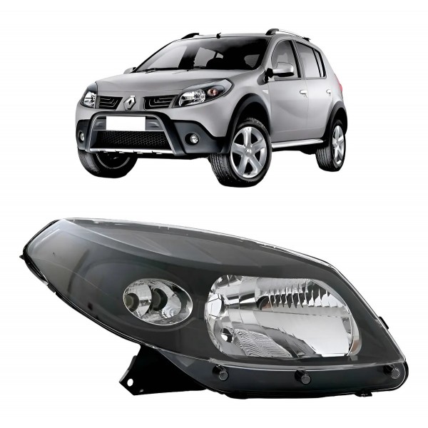 Farol Sandero 2008 2009 2010 2011 Máscara Negra Com Garanti