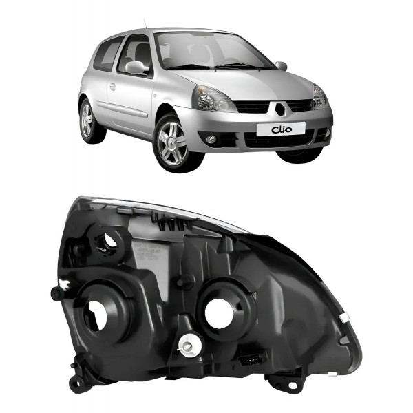 Carcaça Farol Dianteiro Para Renault Clio 2003 A 2011