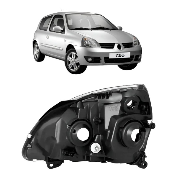 Carcaça Farol Dianteiro Para Renault Clio 2003 A 2011