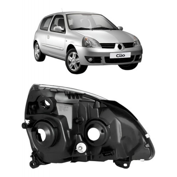 Carcaça Farol Dianteiro Para Renault Clio 2003 A 2011