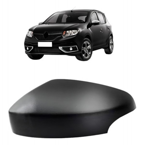 Capa Retrovisor Sandero Logan 2014 A 2020 C/furo Pisca Preta