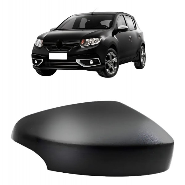 Capa Retrovisor Sandero Logan 2014 A 2020 C/furo Pisca Preta