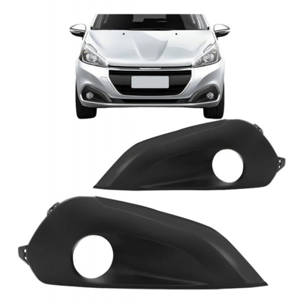 Tela Moldura C/furo Milha Para Peugeot 208 17 18 Friso Preto