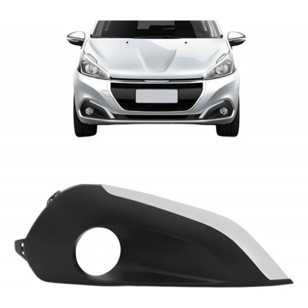 Moldura Milha Para Peugeot 208 2017 2018 C/ Furo Friso Cinza