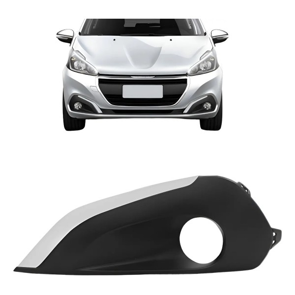 Moldura Milha Para Peugeot 208 2017 2018 C/ Furo Friso Cinza