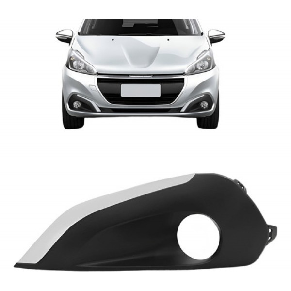 Moldura Milha Para Peugeot 208 2017 2018 C/ Furo Friso Cinza