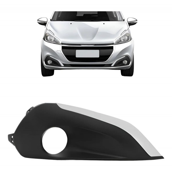 Moldura Milha Para Peugeot 208 2017 2018 C/ Furo Friso Cinza