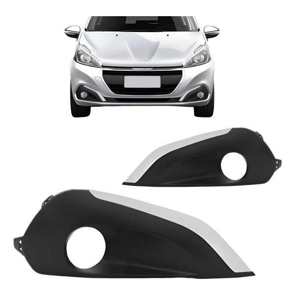 Moldura Milha Peugeot 208 2017 2018 Com Furo Friso Cinza