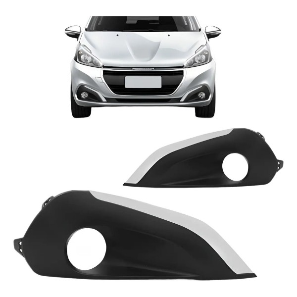 Moldura Milha Peugeot 208 2017 2018 Com Furo Friso Cinza