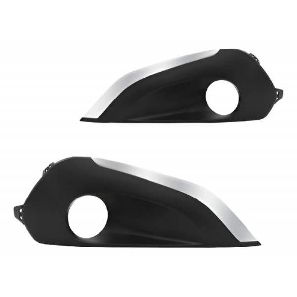 Par Grade Moldura Peugeot 208 C/furo Milha 2017 2018 Cromado Preto