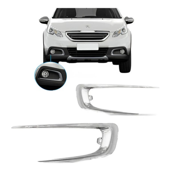 Moldura Farol Peugeot 2008 Cromada Ano 2015