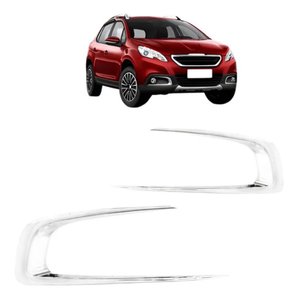 Par Moldura Milha Para Peugeot 2008 Cromada 2015 Até 2019