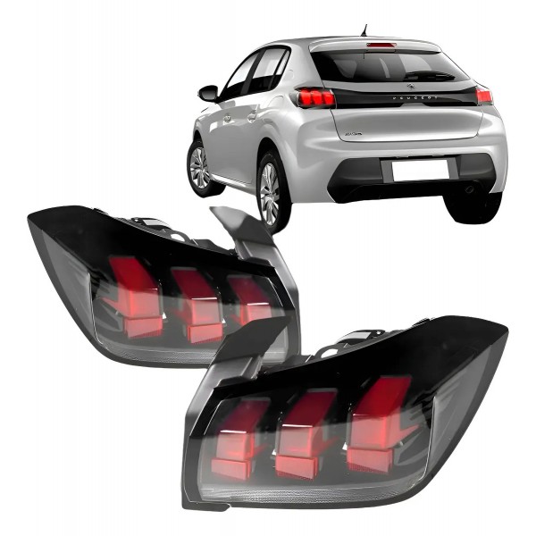 Par Lanterna Peugeot 208 Ano 2020 2021 2022 2023 Ambos Lados Transparente