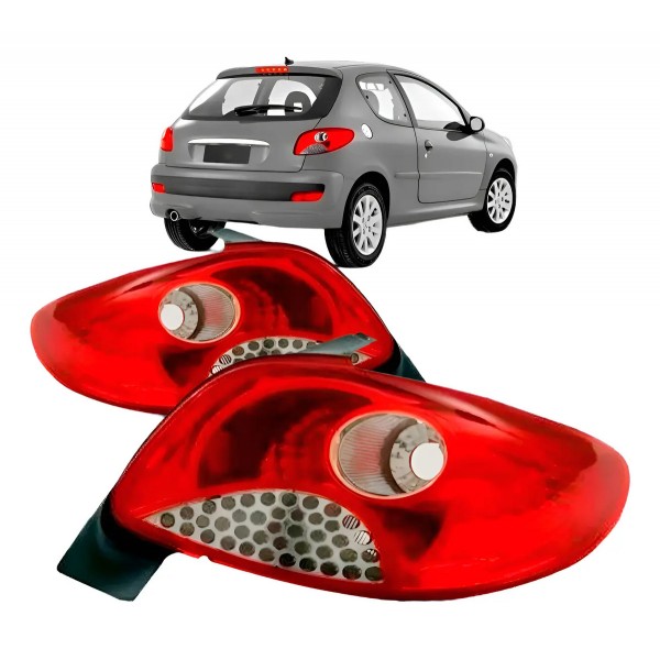 Par Lanterna Traseira Peugeot 207 11 2012 Vermelha Ré Branc Vermelho