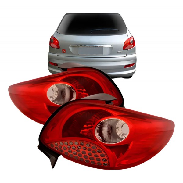 Par Lanterna Traseira Peugeot 207 2009 10 2011 Tela Vermelha