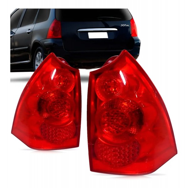 Par Lanterna Traseira Para Peugeot 307 Sw 07 08 09 10 11 12 Vermelho