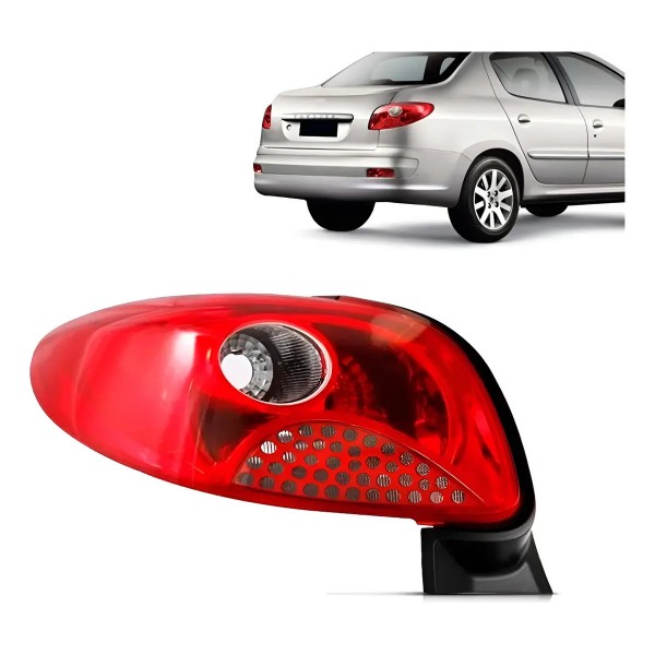Lanterna Traseira Para Peugeot 207 08/10 Sedan Tela Vermelha