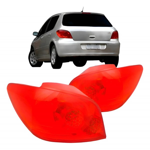 Par Lanterna Traseira Peugeot 307 07 08 09 10 11 12 Hatch Ambos Lados Vermelho