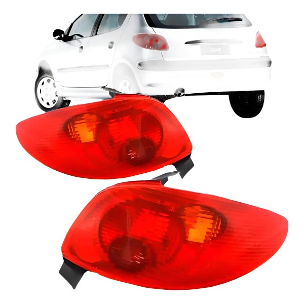Par Lanterna Traseira Peugeot 206 2004 A 2006 Ambos Lados Vermelho