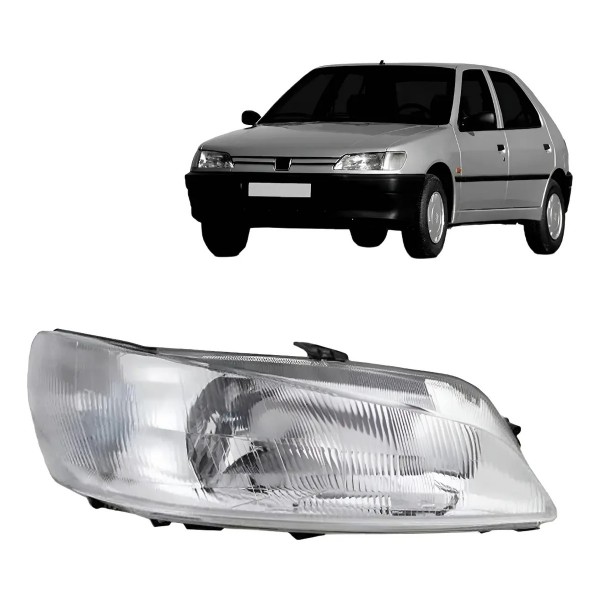 Farol Para Peugeot 306 97 A 98 Foco Duplo S/auxiliar