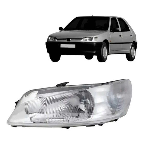 Farol Para Peugeot 306 97 A 98 Foco Duplo S/auxiliar