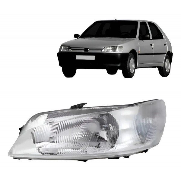 Farol Para Peugeot 306 97 A 98 Foco Duplo S/auxiliar