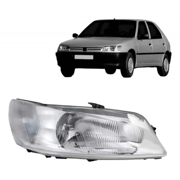 Farol Para Peugeot 306 97 A 98 Foco Duplo S/auxiliar