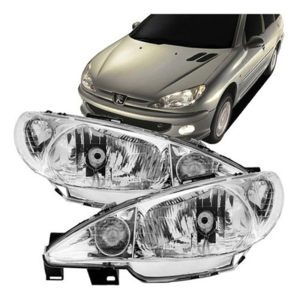 Farol Peugeot 206 E 206 Sw 2005 A 2008 Foco Simples Liso